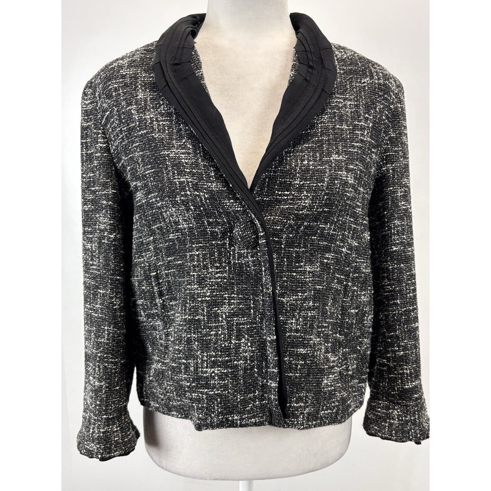 Talbots Suit Blazer Jacket Sz 8 Women's Black White Tweed Like Career